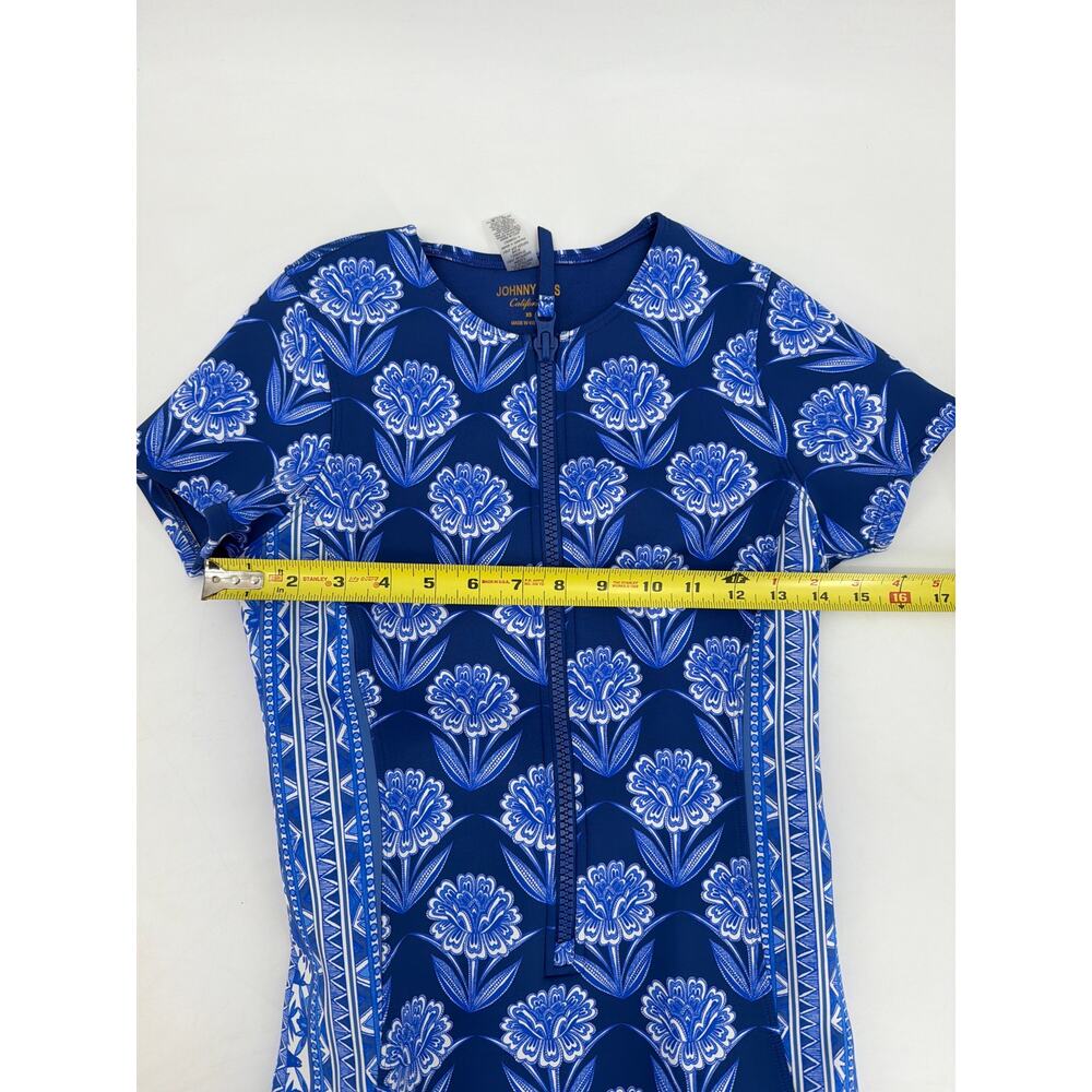 Johnny Was Indigo Floral Neoprene One Piece Swimsuit Boho XS UPF 50 Coastal - Picture 9 of 9